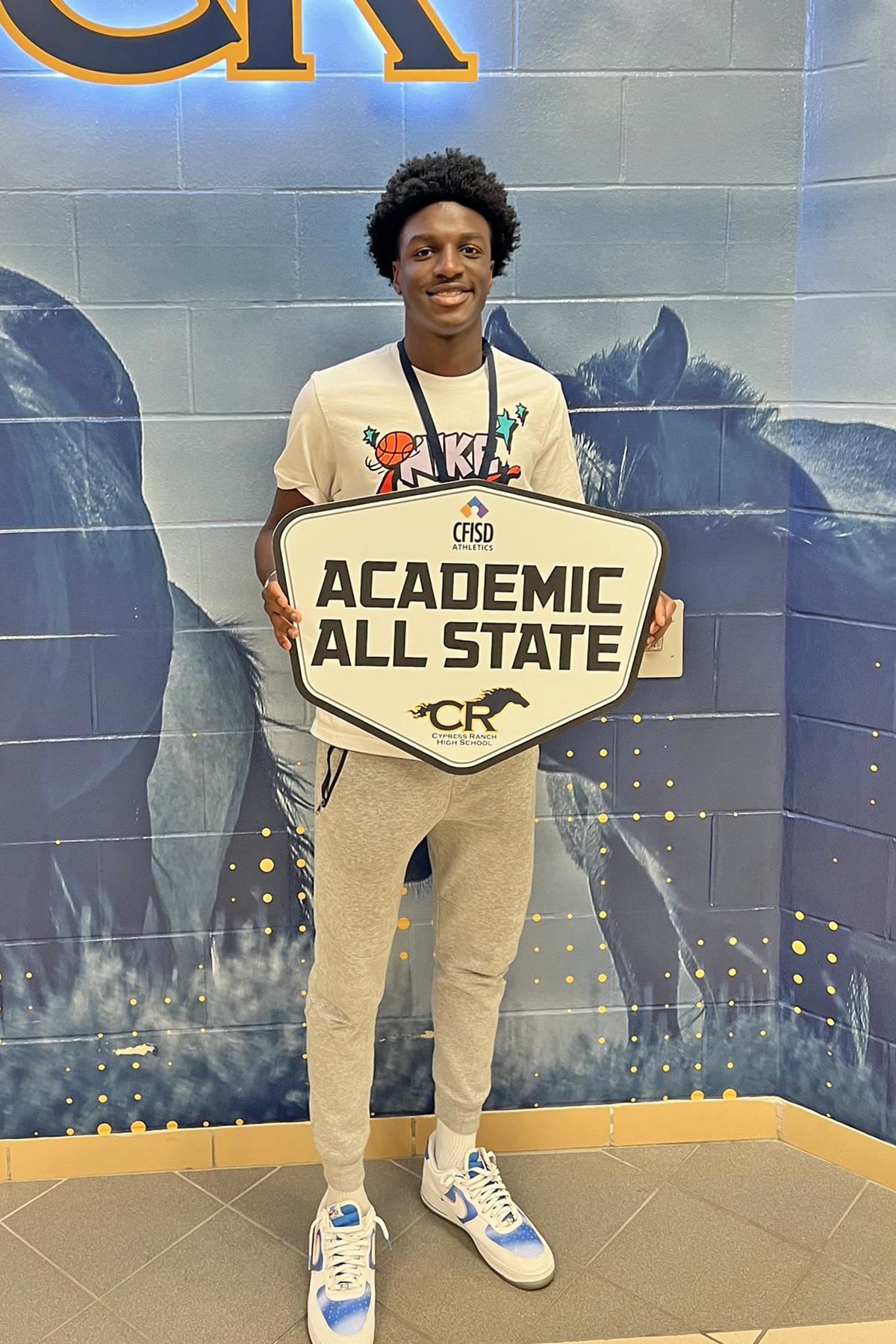 Cypress Ranch High School senior Andrew Harris was among 13 CFISD students named to the THSCA Academic All-State Team.
